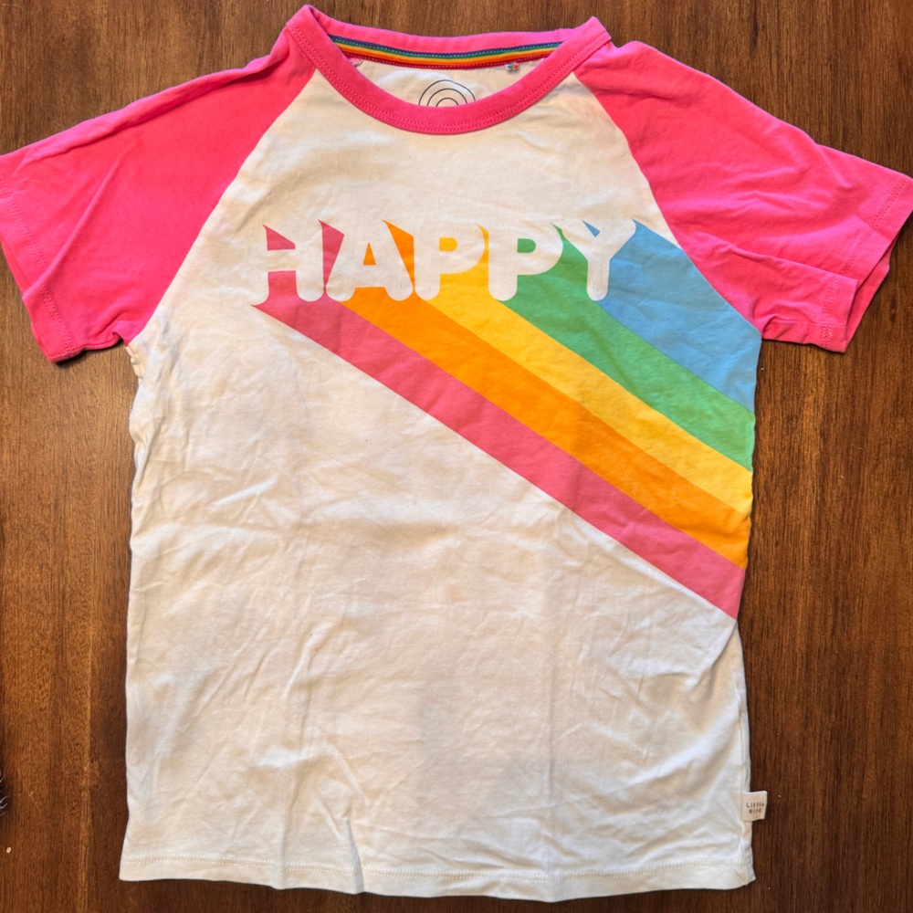 Colorful Kids 'Happy' Tee - Pink & White